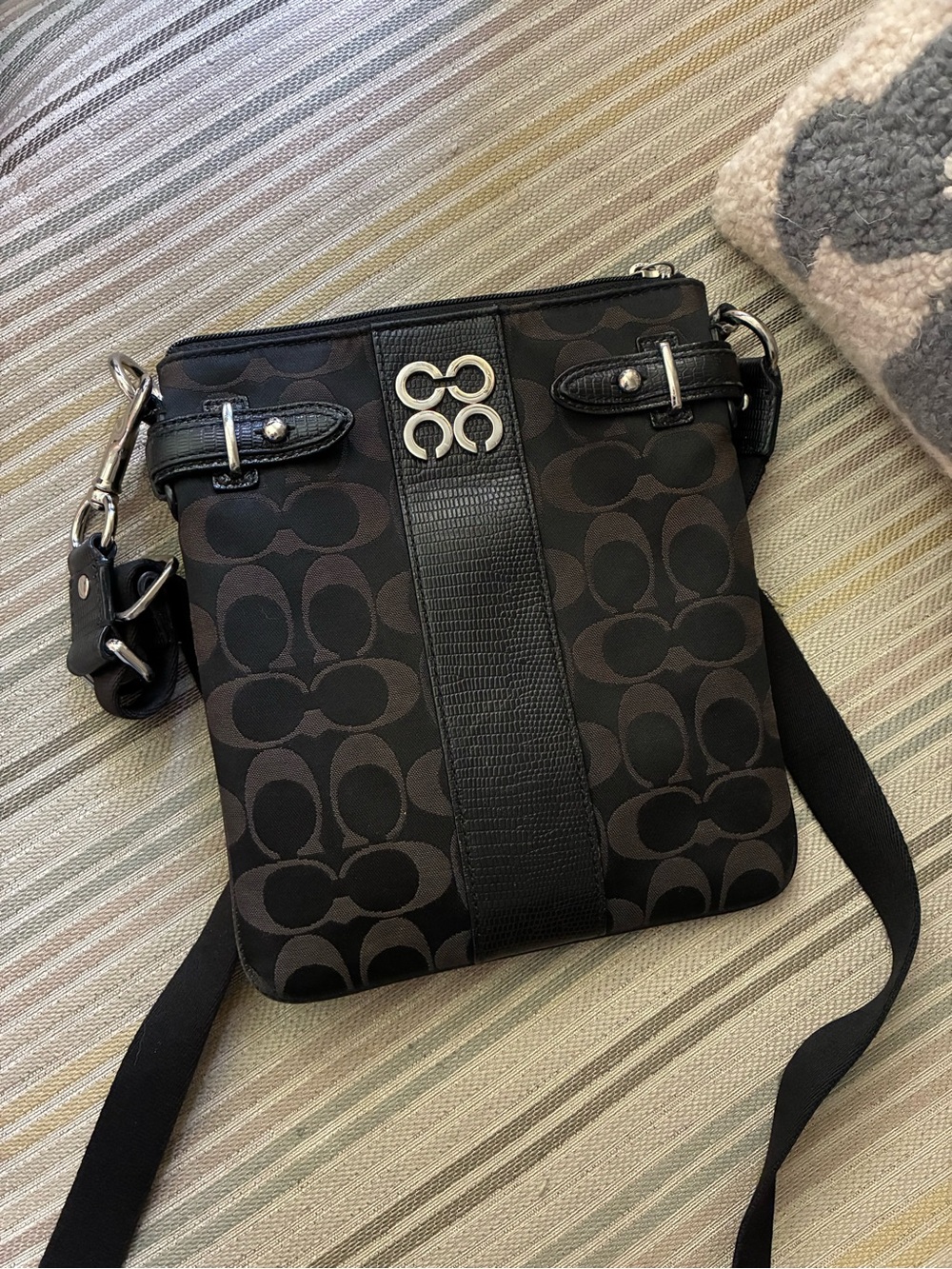 Coach Madison Op Art Signature Crossbody Bag Black Swingpack
